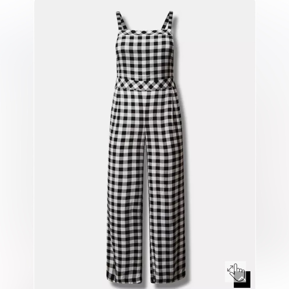 New! Torrid sz 3 Short‎ Retro Gingham Wide Leg Stretch Crepe Jumper 3X
